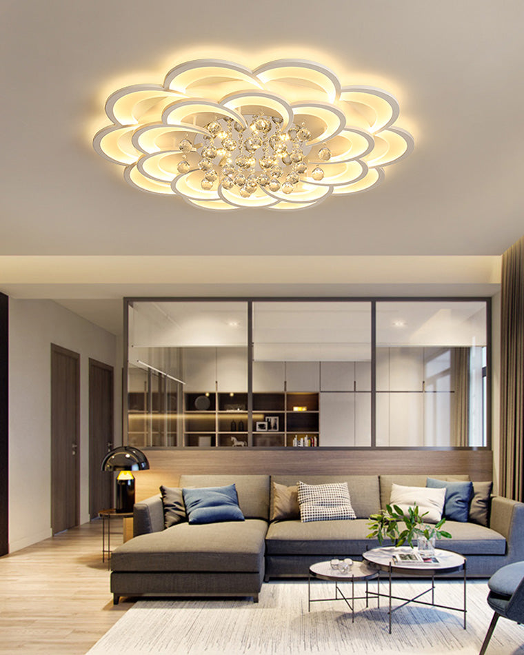 WOMO Lámpara de techo de cristal con forma de flor grande - WM1078