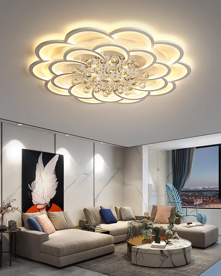 WOMO Lámpara de techo de cristal con forma de flor grande - WM1078