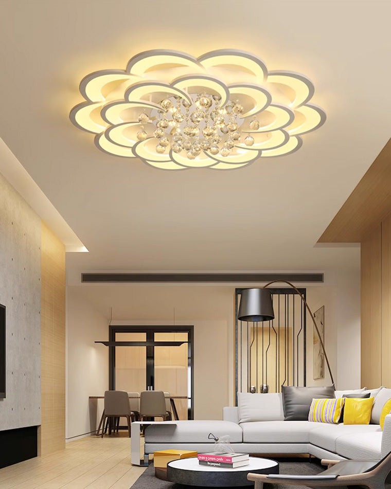 WOMO Lámpara de techo de cristal con forma de flor grande - WM1078