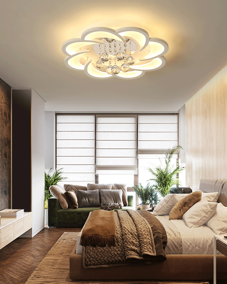 WOMO Lámpara de techo de cristal con forma de flor grande - WM1078