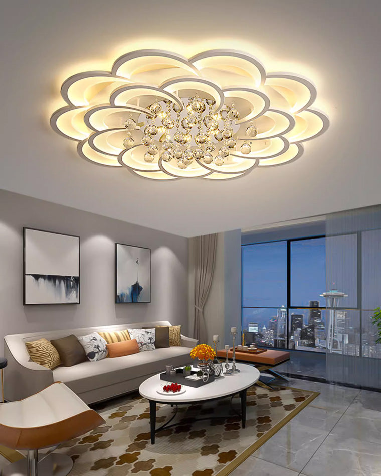 WOMO Lámpara de techo de cristal con forma de flor grande - WM1078