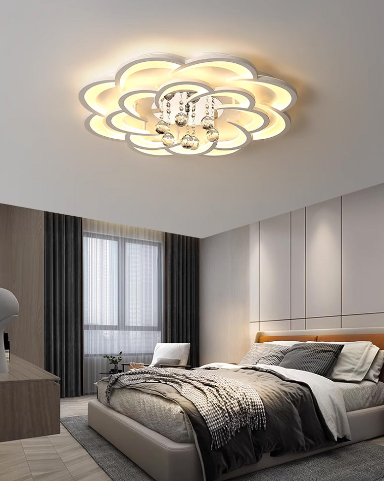 WOMO Lámpara de techo de cristal con forma de flor grande - WM1078