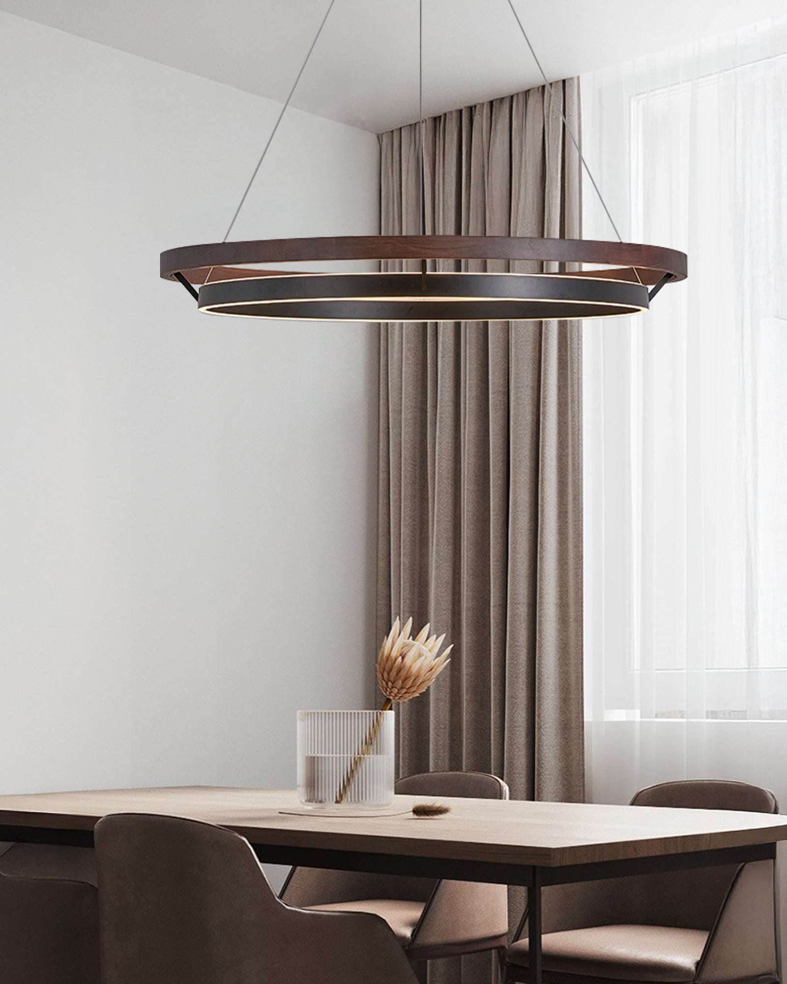 WOMO Lámparas Colgantes LED Circular de Madera - WM2492
