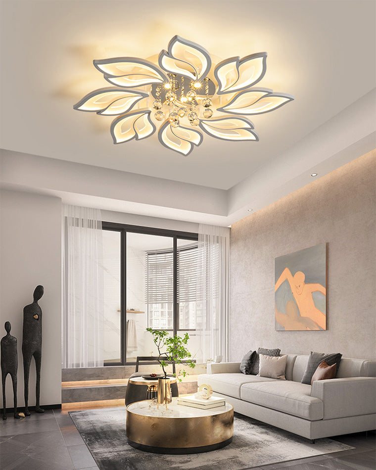 WOMO Lámpara de techo empotrada de cristal con diseño de flores grandes - WM1107