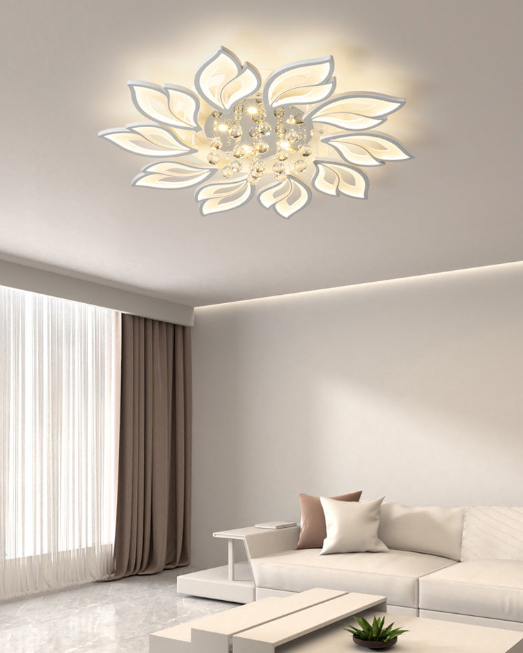 WOMO Lámpara de techo empotrada de cristal con diseño de flores grandes - WM1107