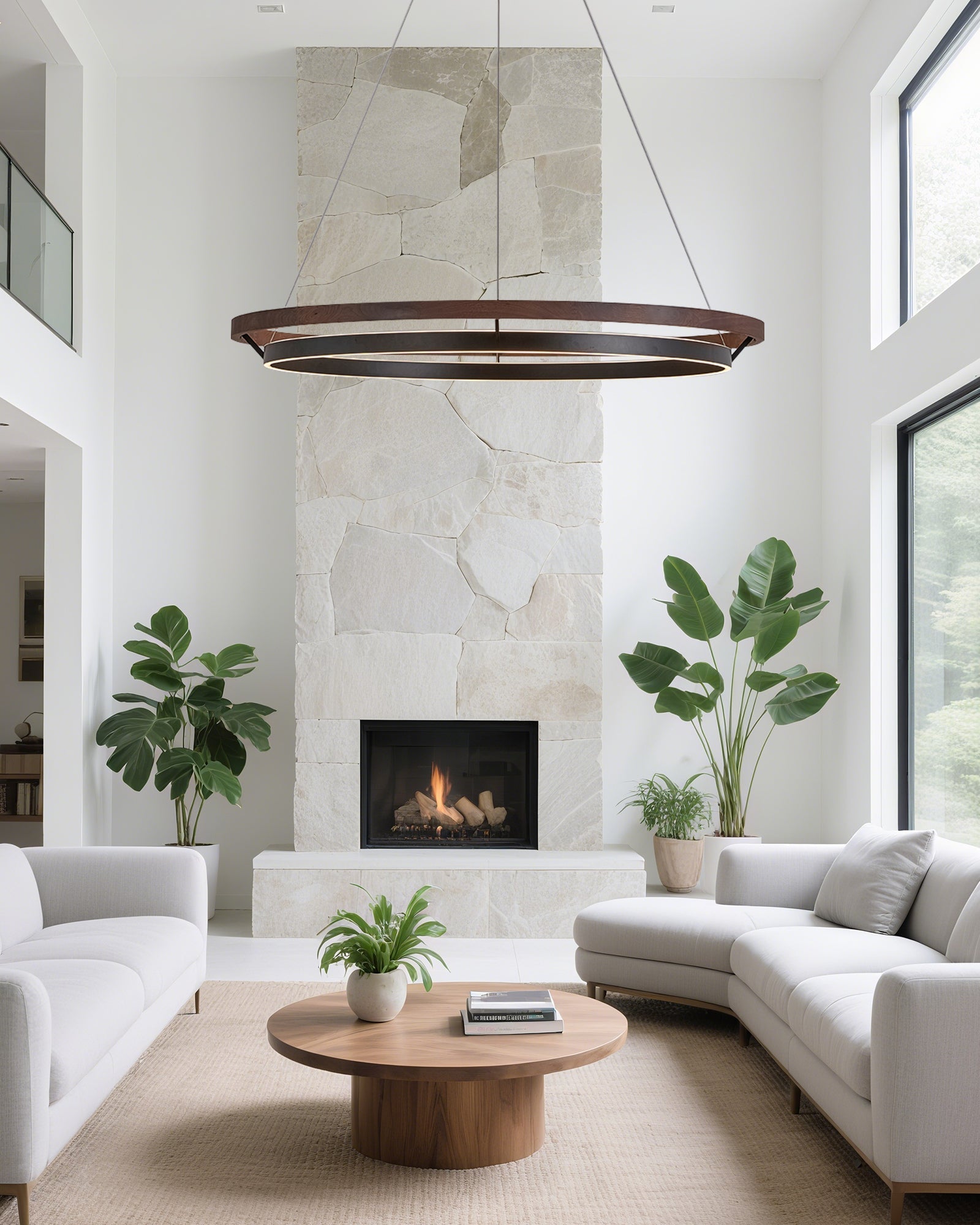 WOMO Lámparas Colgantes LED Circular de Madera - WM2492