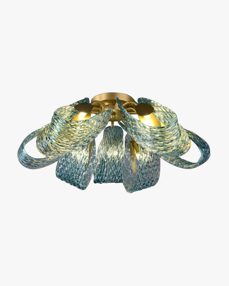 WOMO Peacock Marine Glass Semi-Flush Ceiling Light - WM1111