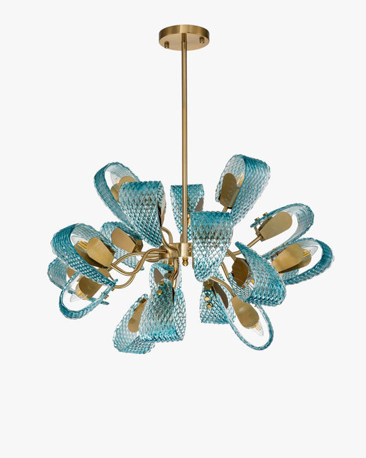 WOMO Lámpara de araña de cristal artístico azul pavo real - WM2213b