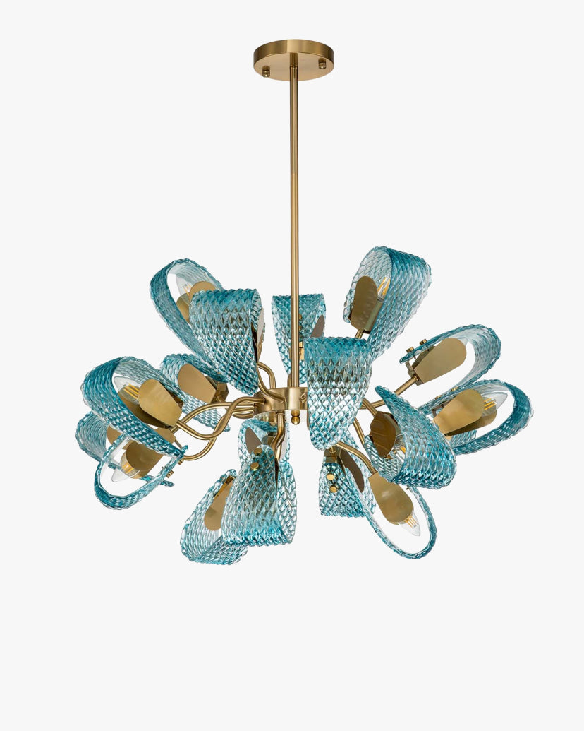 WOMO Lámpara de araña de cristal artístico azul pavo real - WM2213b