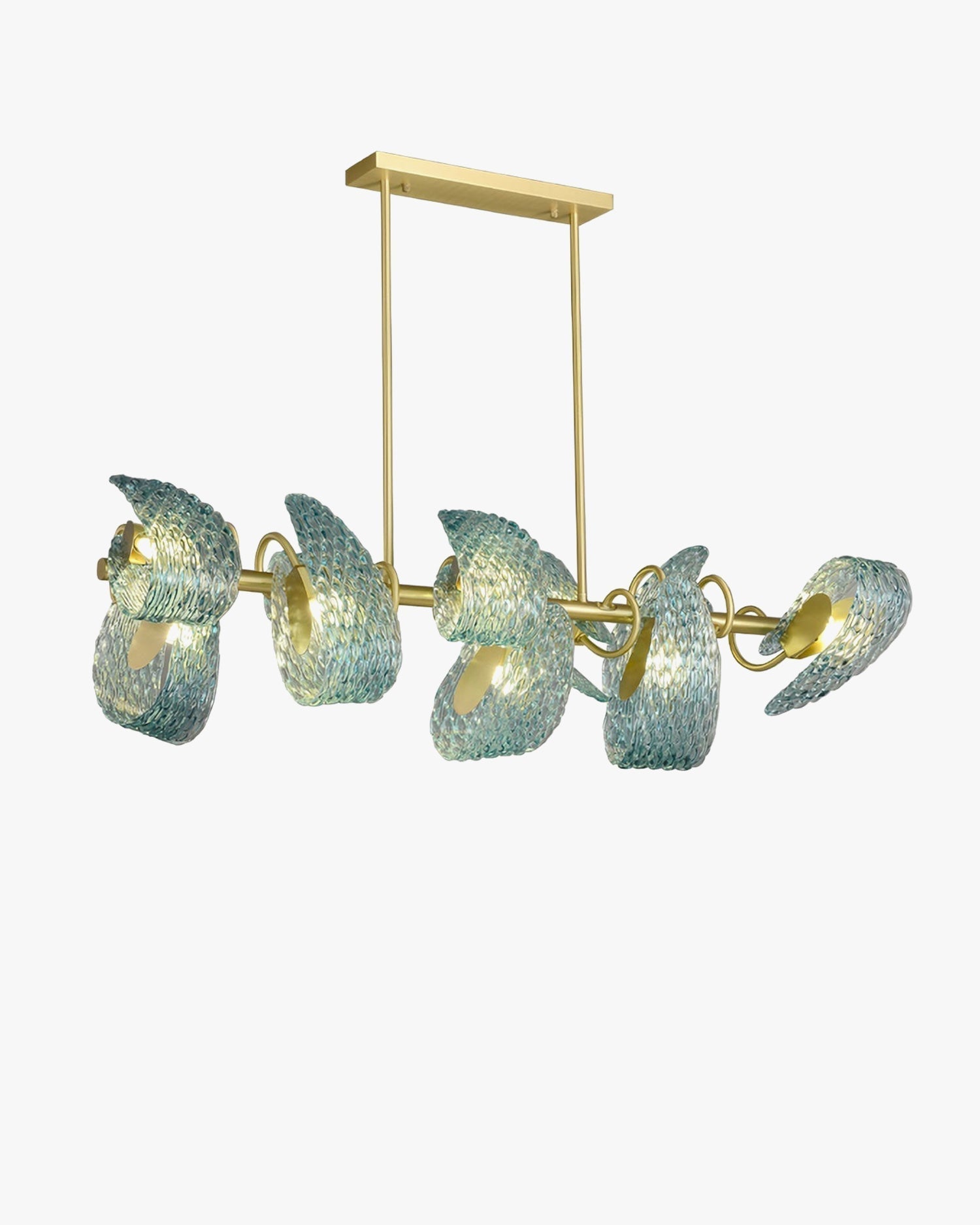WOMO Lámpara de araña lineal de cristal artístico azul pavo real - WM2213c