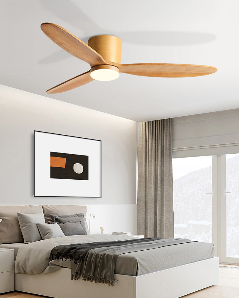 Ventilador de techo con lámpara WOMO de perfil bajo de madera - WM5259