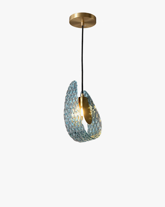 WOMO Lámpara colgante de cristal artístico azul pavo real - WM2213a