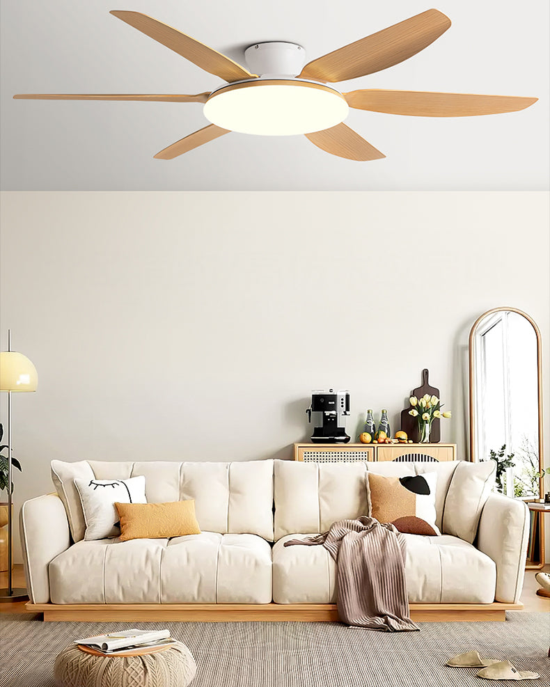 Ventilador de techo WOMO de 6 aspas de perfil bajo con luz brillante - WM5191
