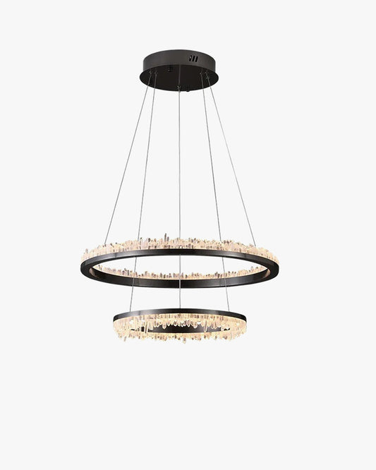 WOMO Lámpara de araña circular LED de cristal de roca - WM2715