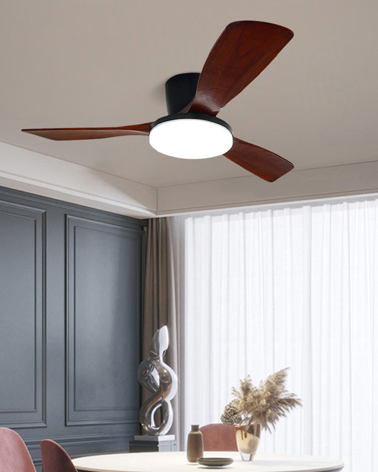 WOMO Ventiladores de techo con luz con 3 Aspas de Madera, Perfil Bajo - WM5058