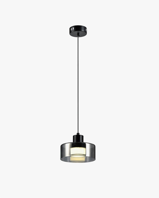 Lámpara colgante WOMO de cristal negro tipo tambor - WM2787