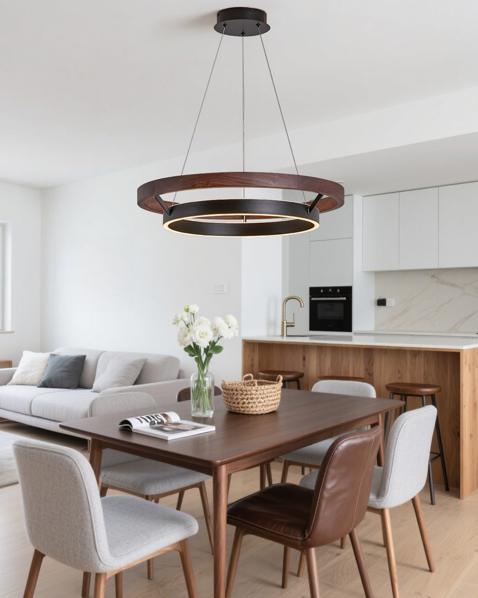 WOMO Lámparas Colgantes LED Circular de Madera - WM2492