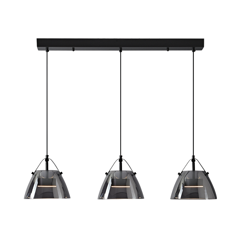 Lámpara colgante WOMO de 3 luces con cristal ahumado - WM2238