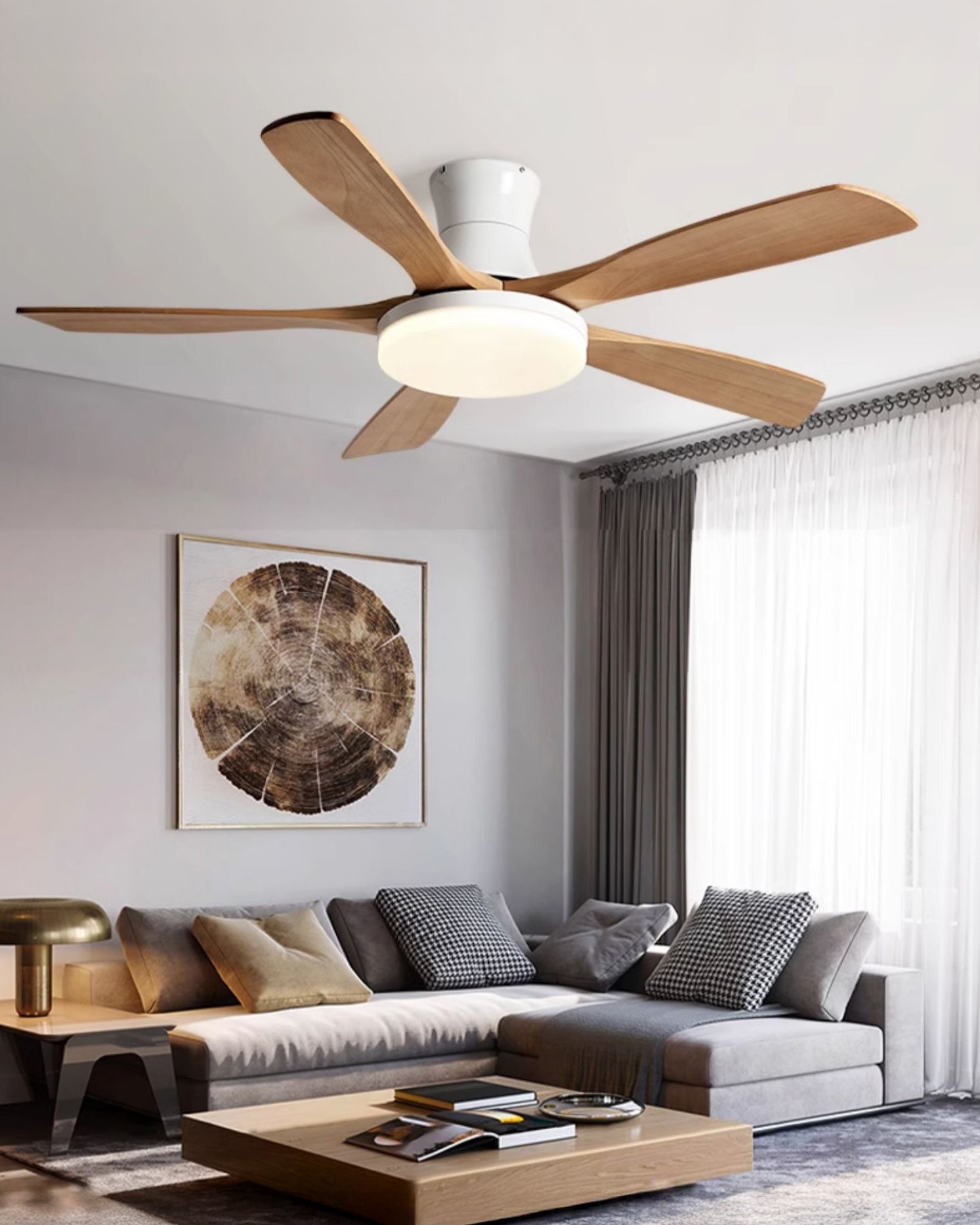 Ventilador de techo WOMO de 5 aspas de perfil bajo con lámpara - WM5208