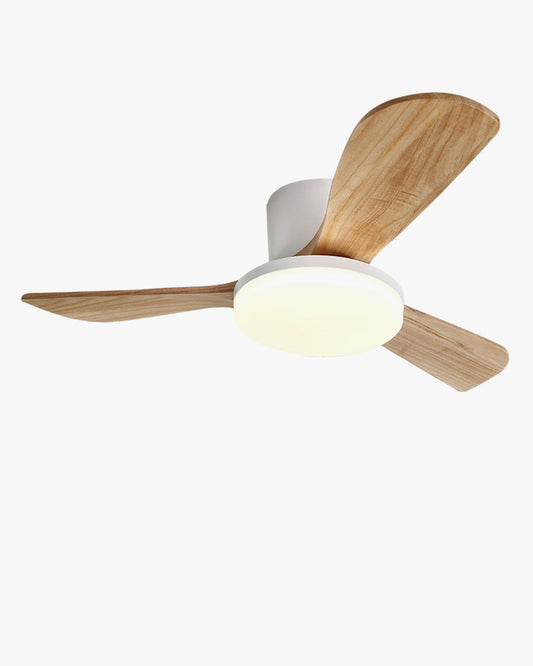WOMO Ventiladores de techo con luz con 3 Aspas de Madera, Perfil Bajo - WM5058