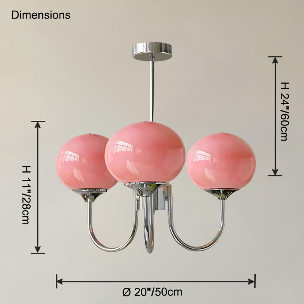 WOMO Lámparas Colgantes de Brazo con Globo de Cristal Rosa-WM2052