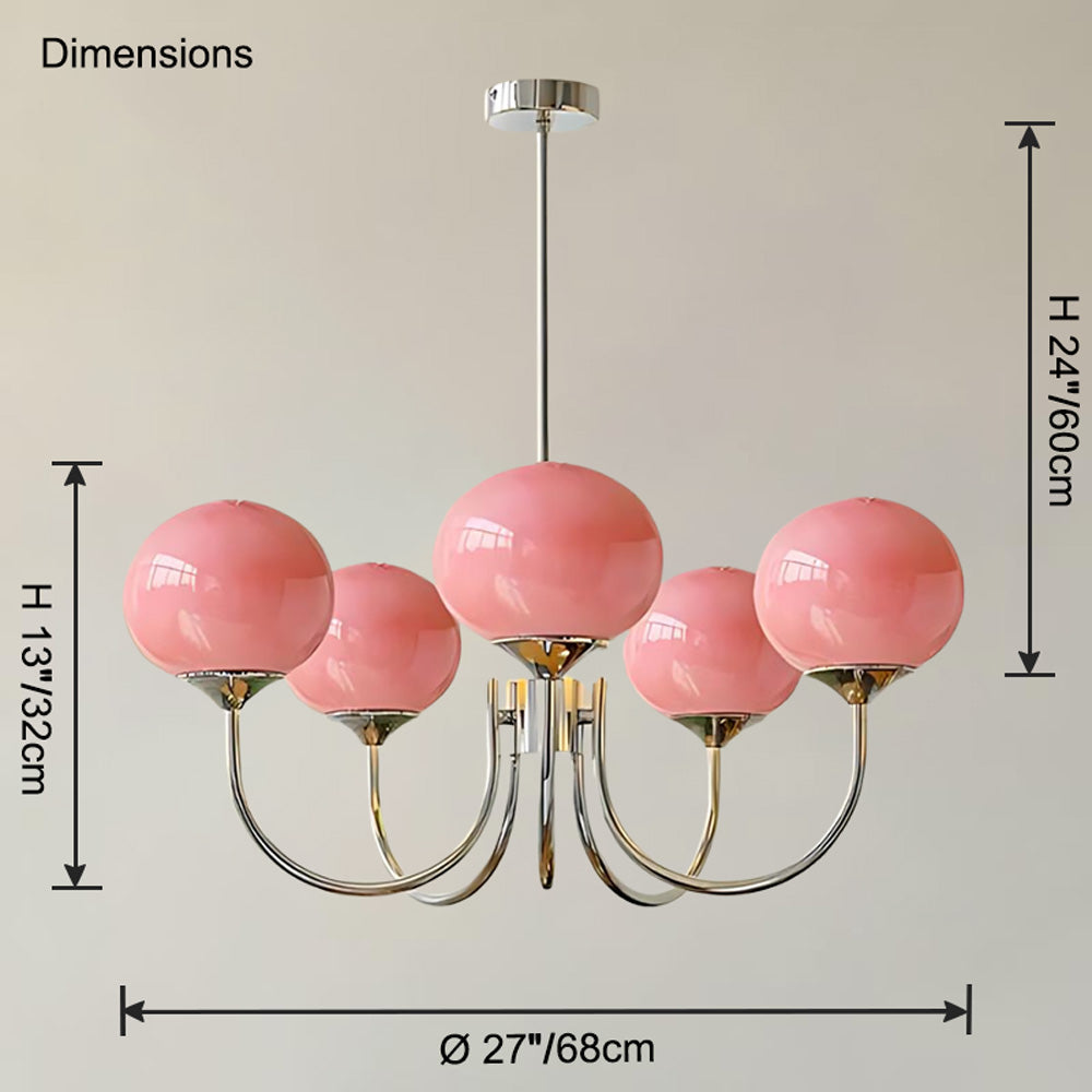 WOMO Lámparas Colgantes de Brazo con Globo de Cristal Rosa-WM2052