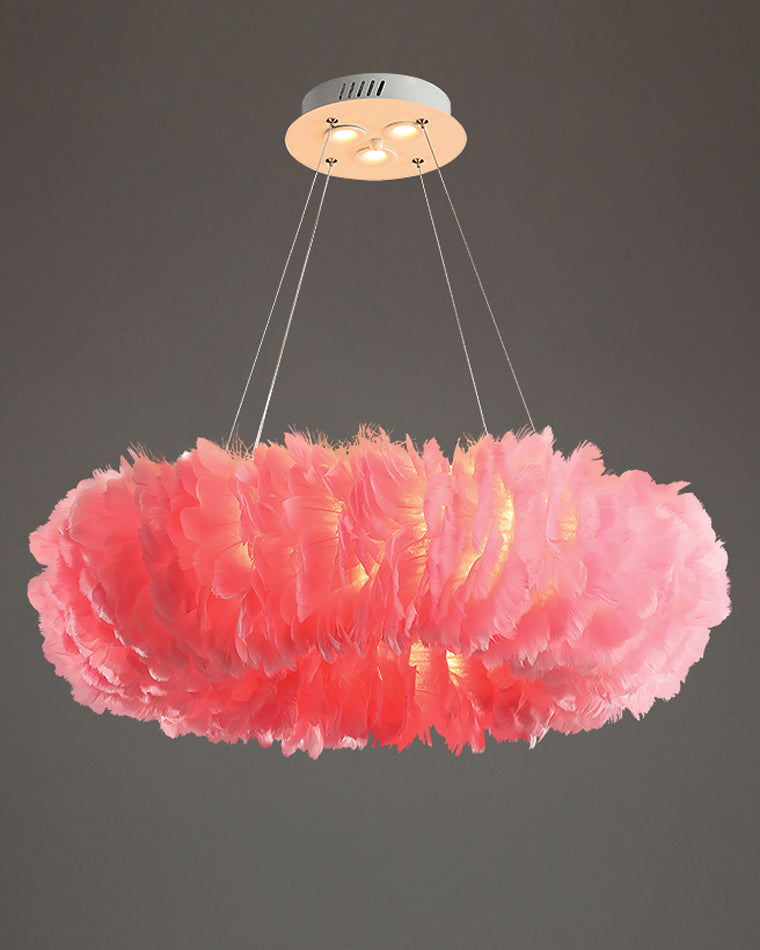 WOMO Lámparas Colgantes Redonda de Plumas-WM2060