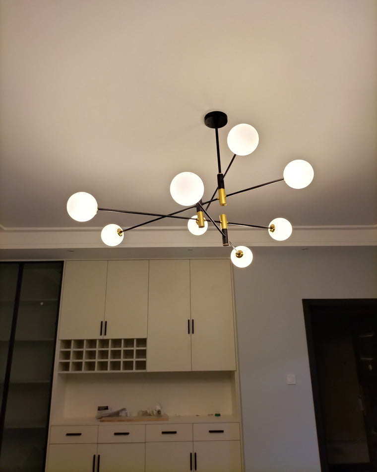 Lámpara de araña WOMO con globo de cristal opalino - WM2081