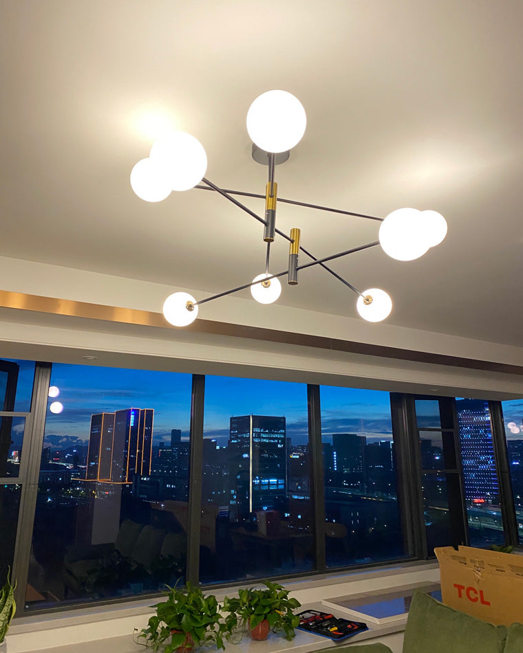 Lámpara de araña WOMO con globo de cristal opalino - WM2081