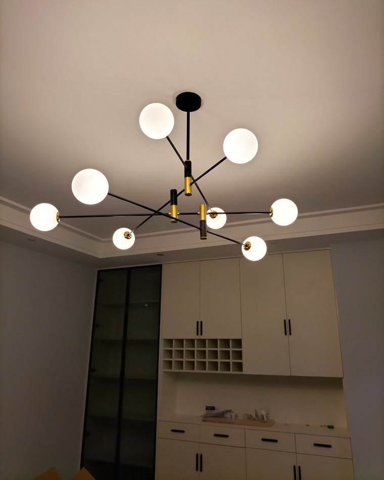 Lámpara de araña WOMO con globo de cristal opalino - WM2081