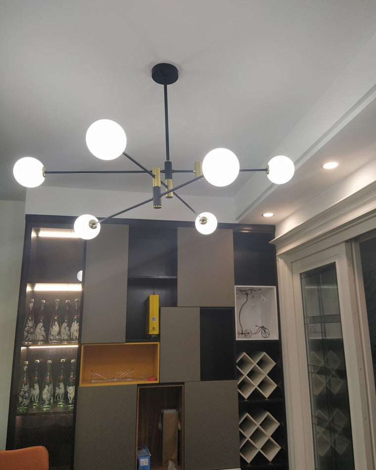 Lámpara de araña WOMO con globo de cristal opalino - WM2081