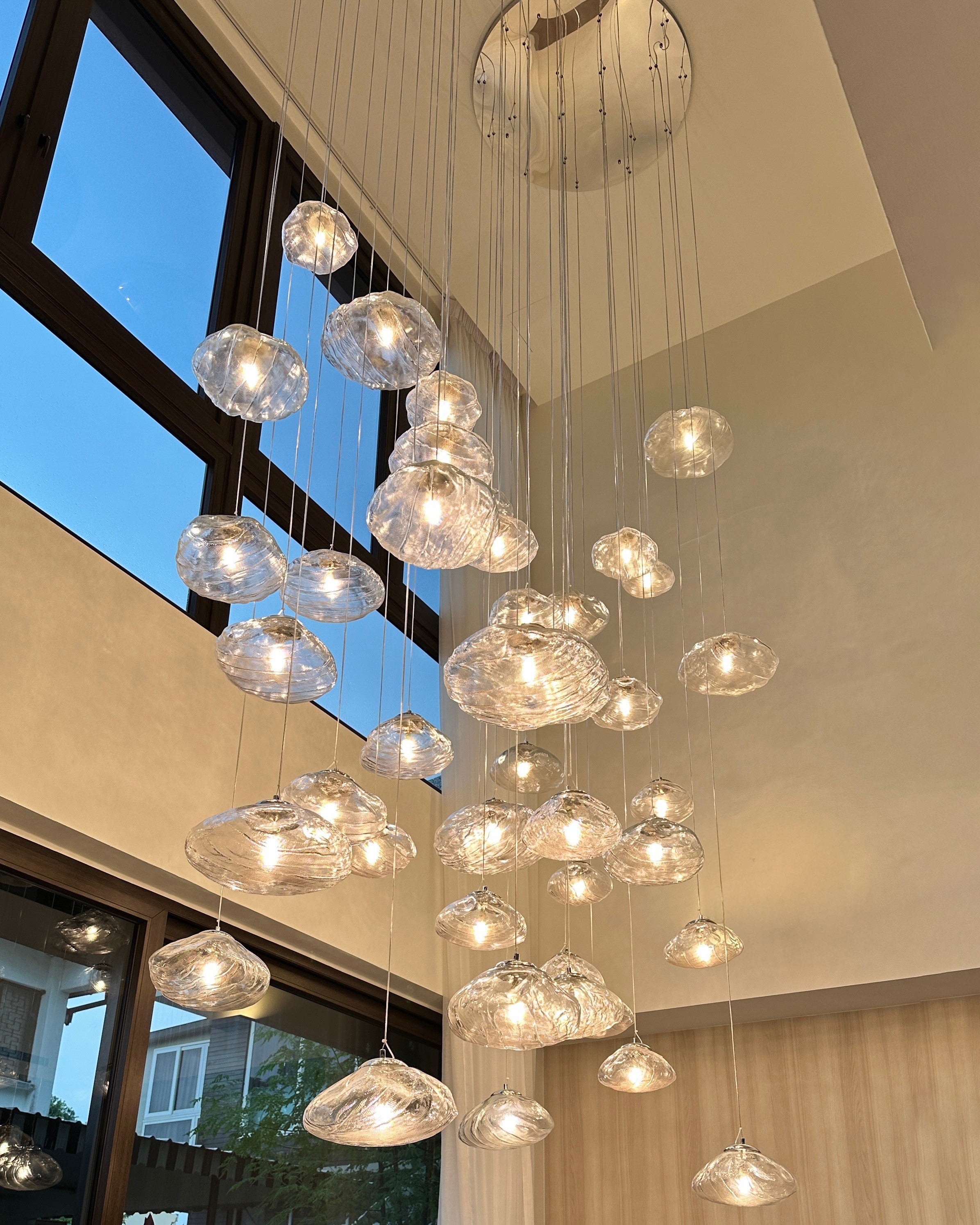 Lámpara colgante de cristal soplado en cascada WOMO-WM2101b