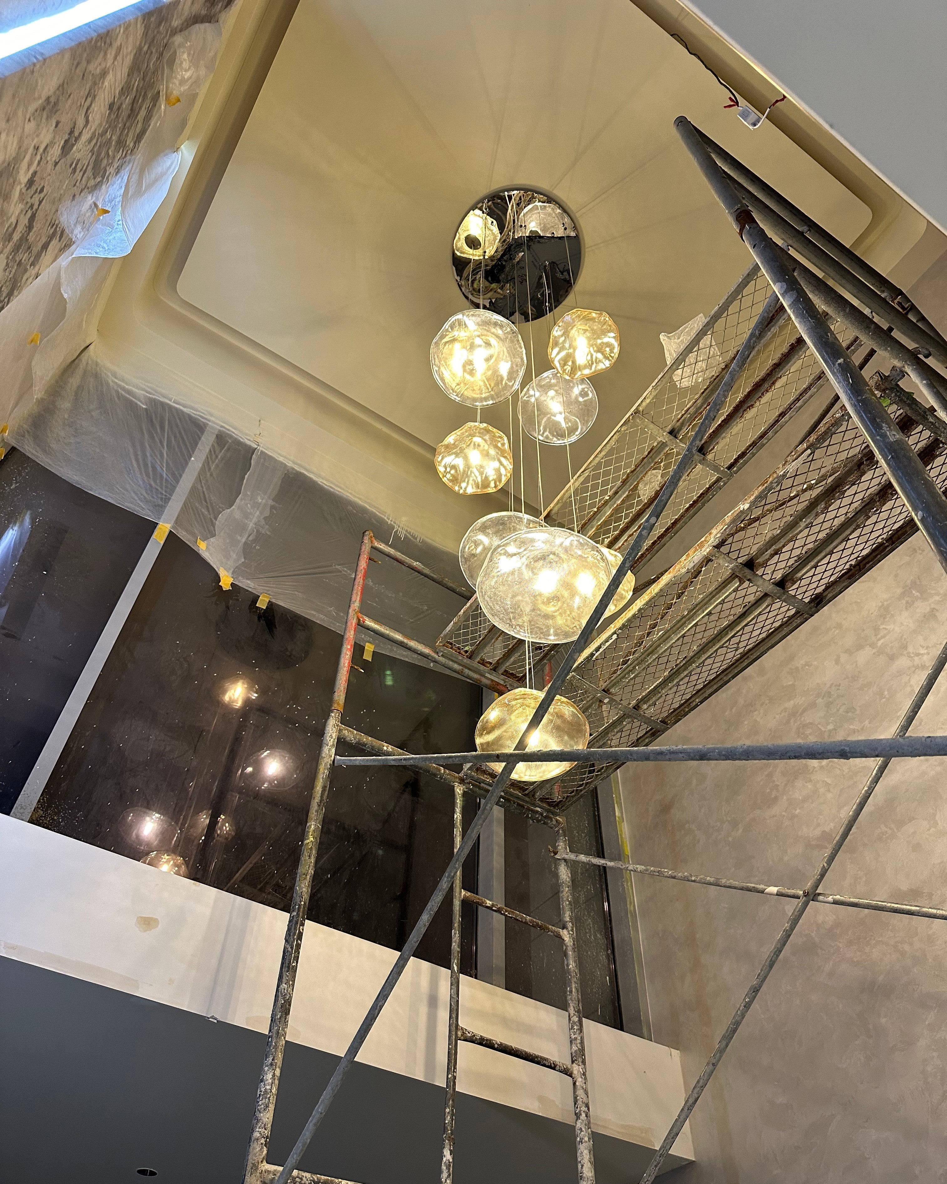 Lámpara colgante de cristal soplado en cascada WOMO-WM2101b