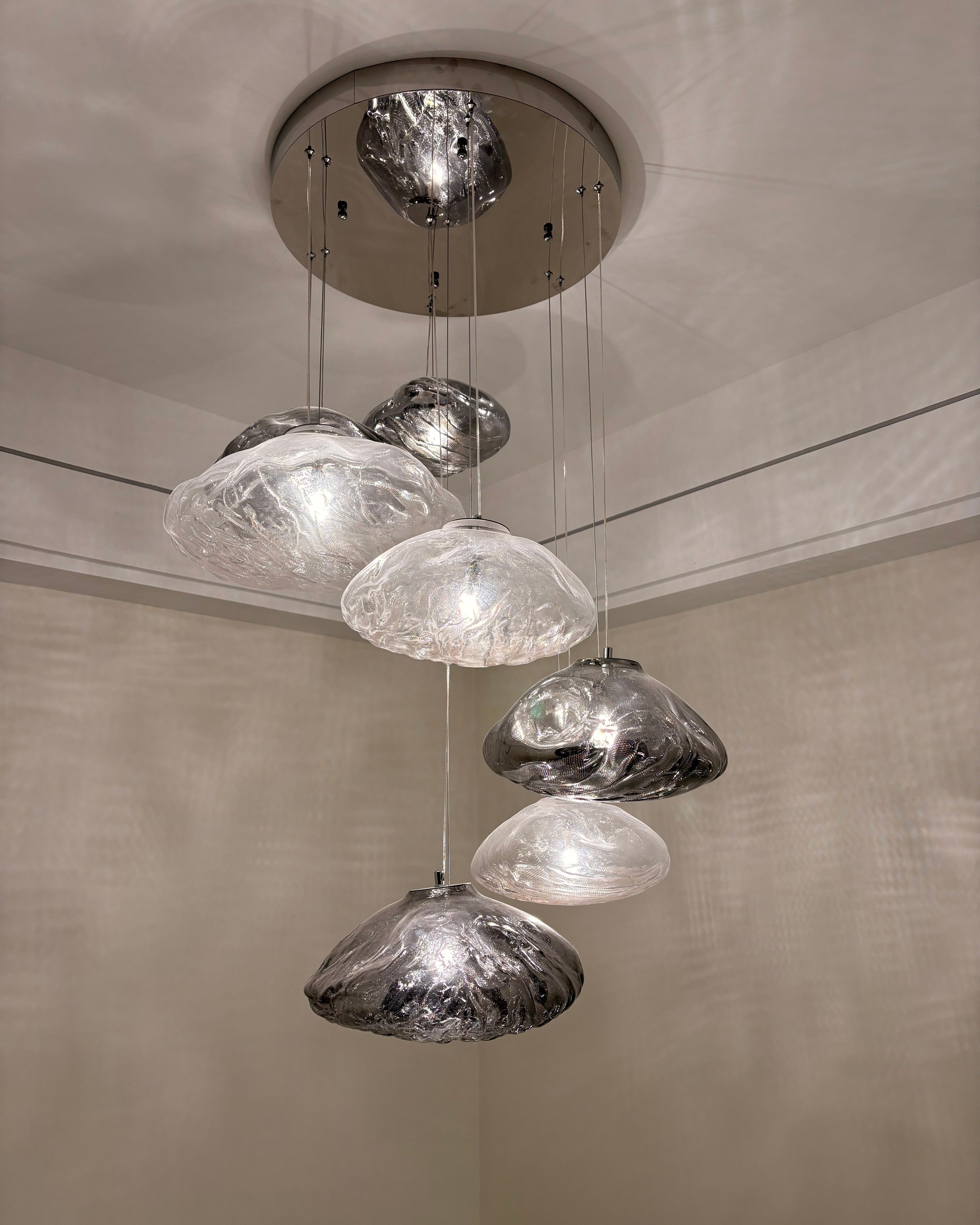 Lámpara colgante de cristal soplado en cascada WOMO-WM2101b