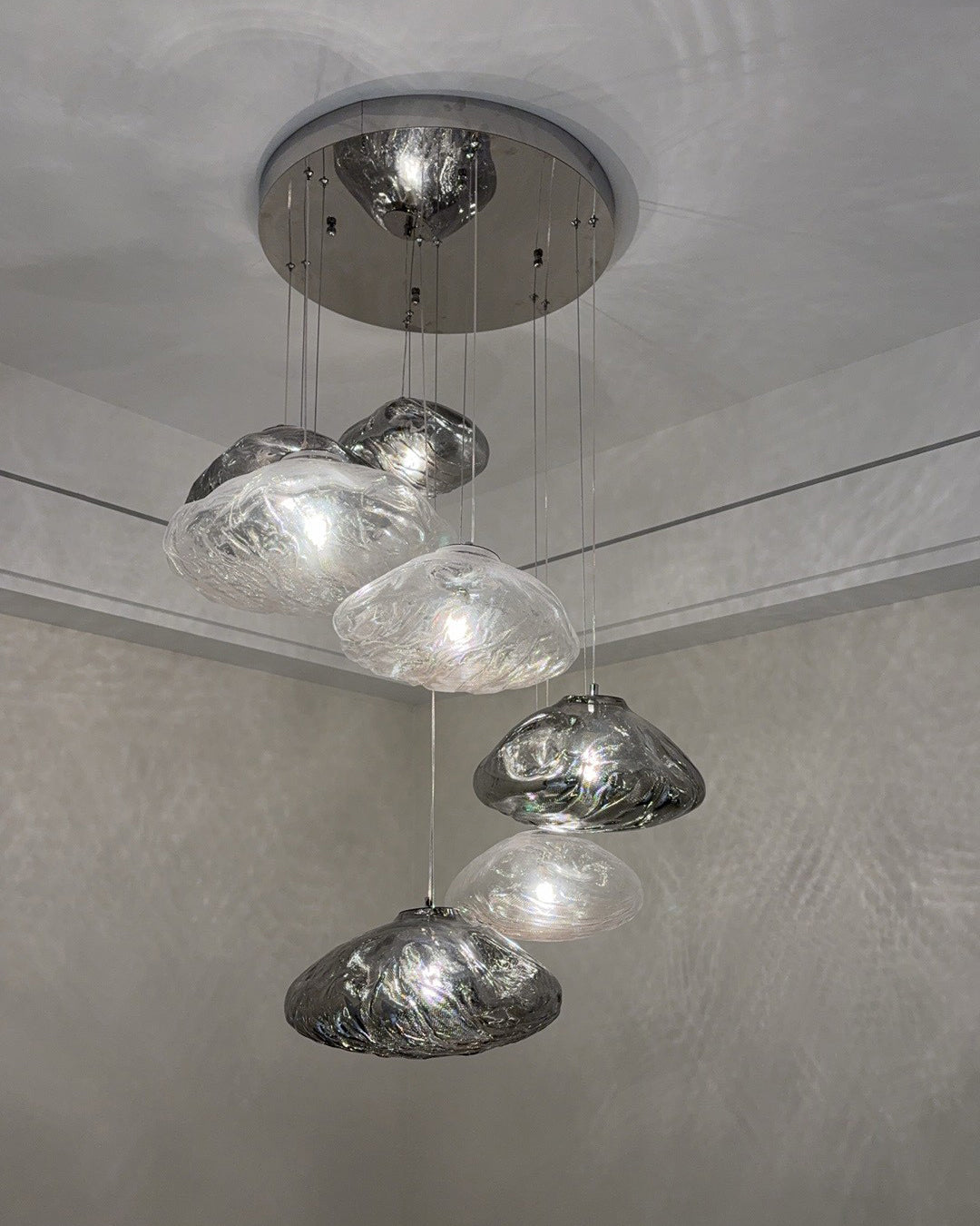 Lámpara colgante de cristal soplado en cascada WOMO-WM2101b