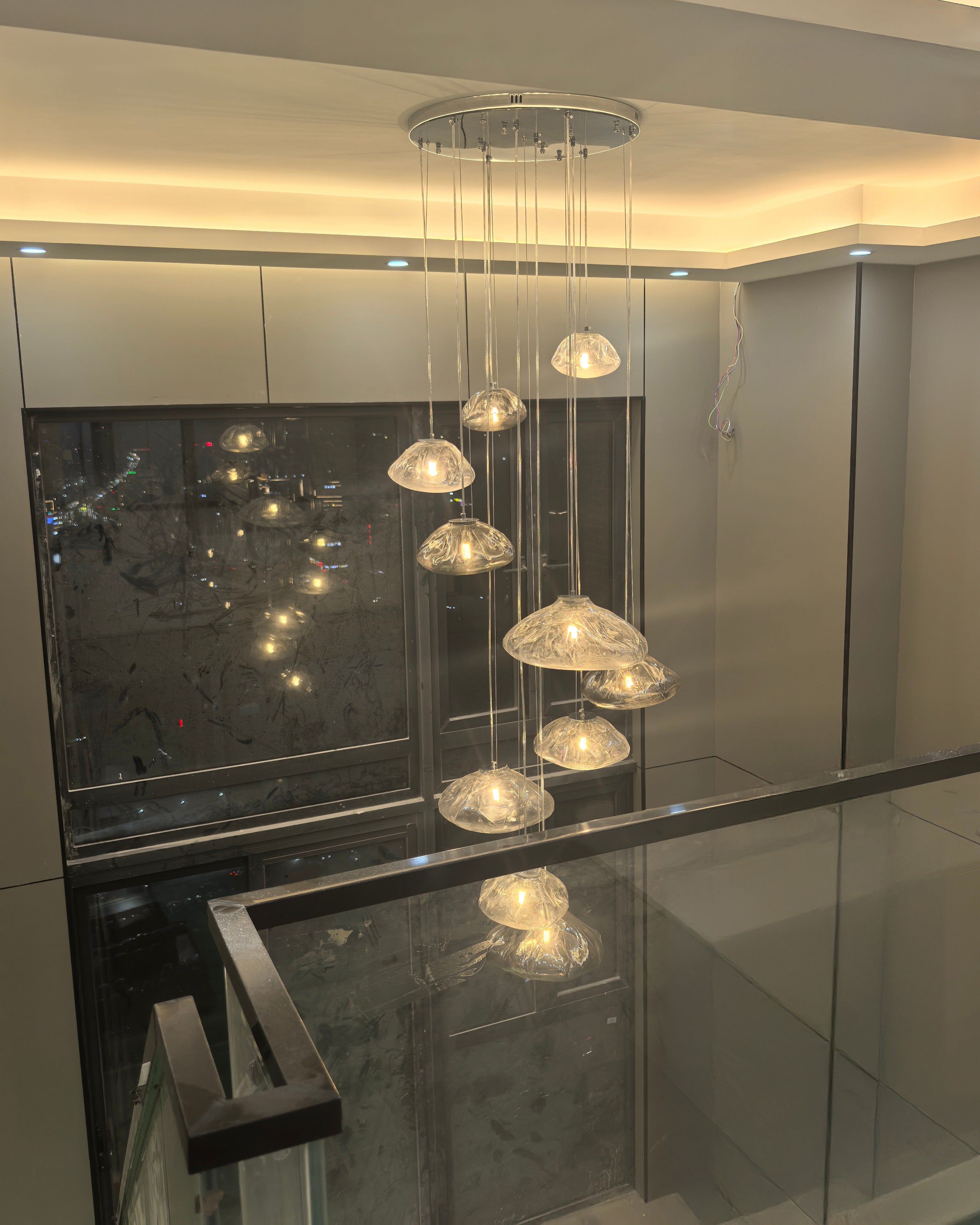 Lámpara colgante de cristal soplado en cascada WOMO-WM2101b