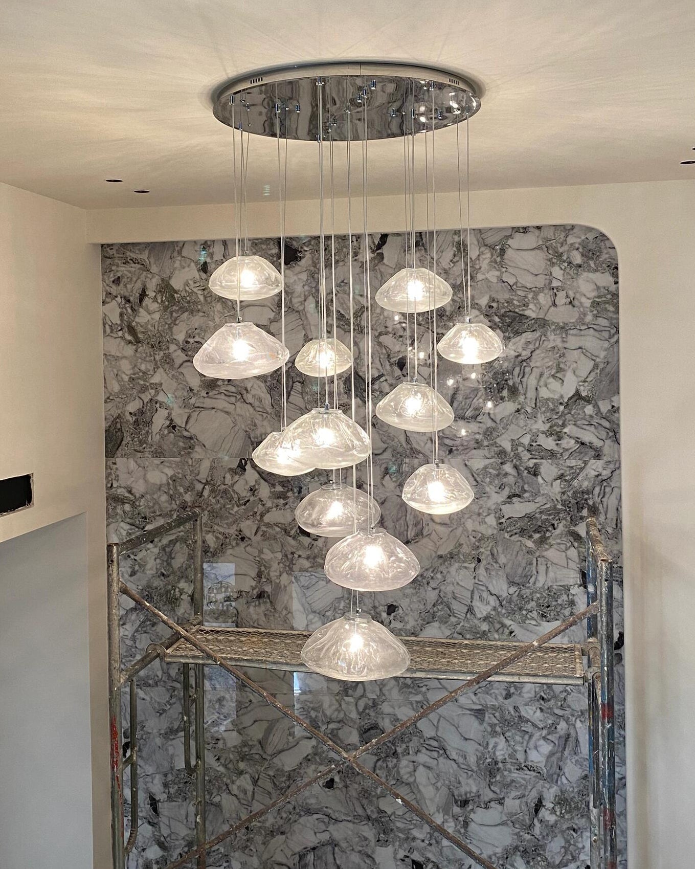 Lámpara colgante de cristal soplado en cascada WOMO-WM2101b