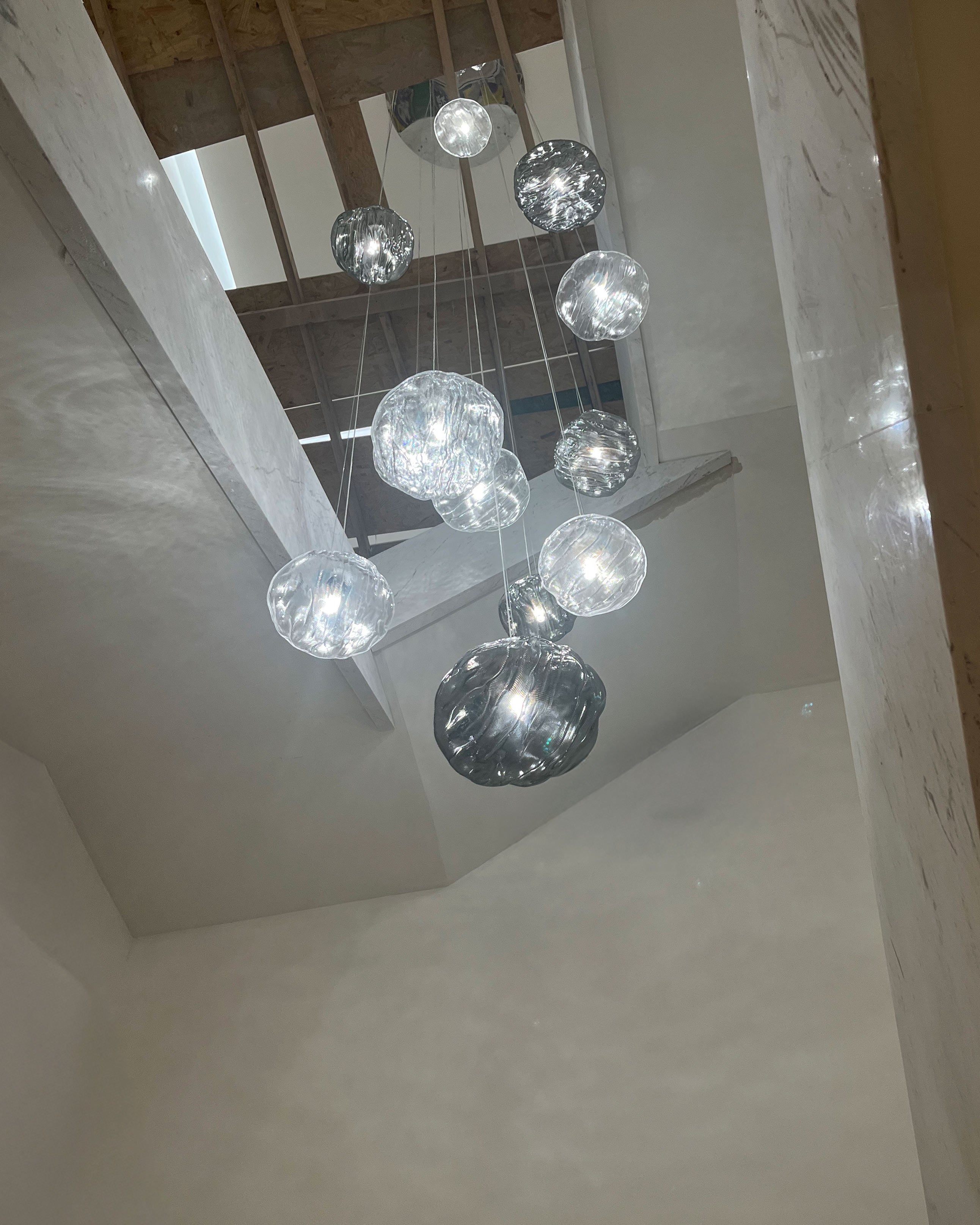 Lámpara colgante de cristal soplado en cascada WOMO-WM2101b