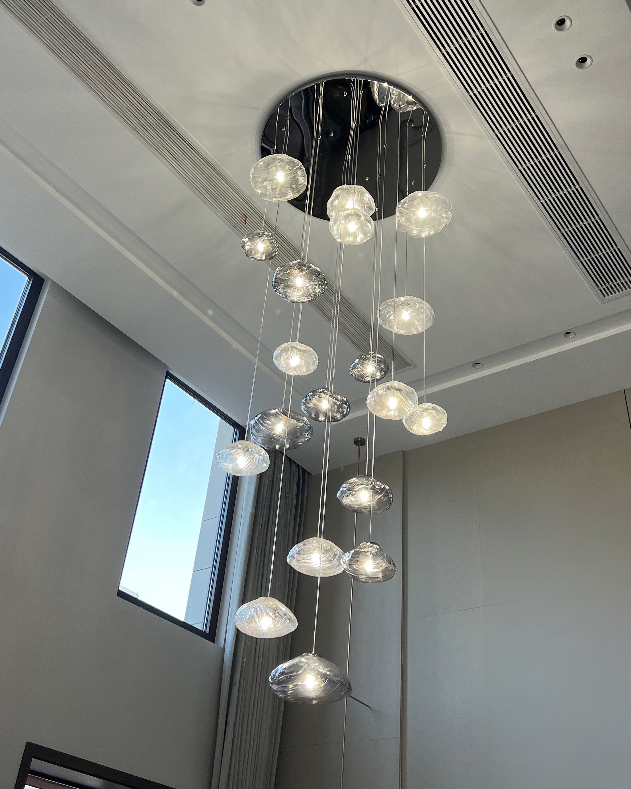 Lámpara colgante de cristal soplado en cascada WOMO-WM2101b