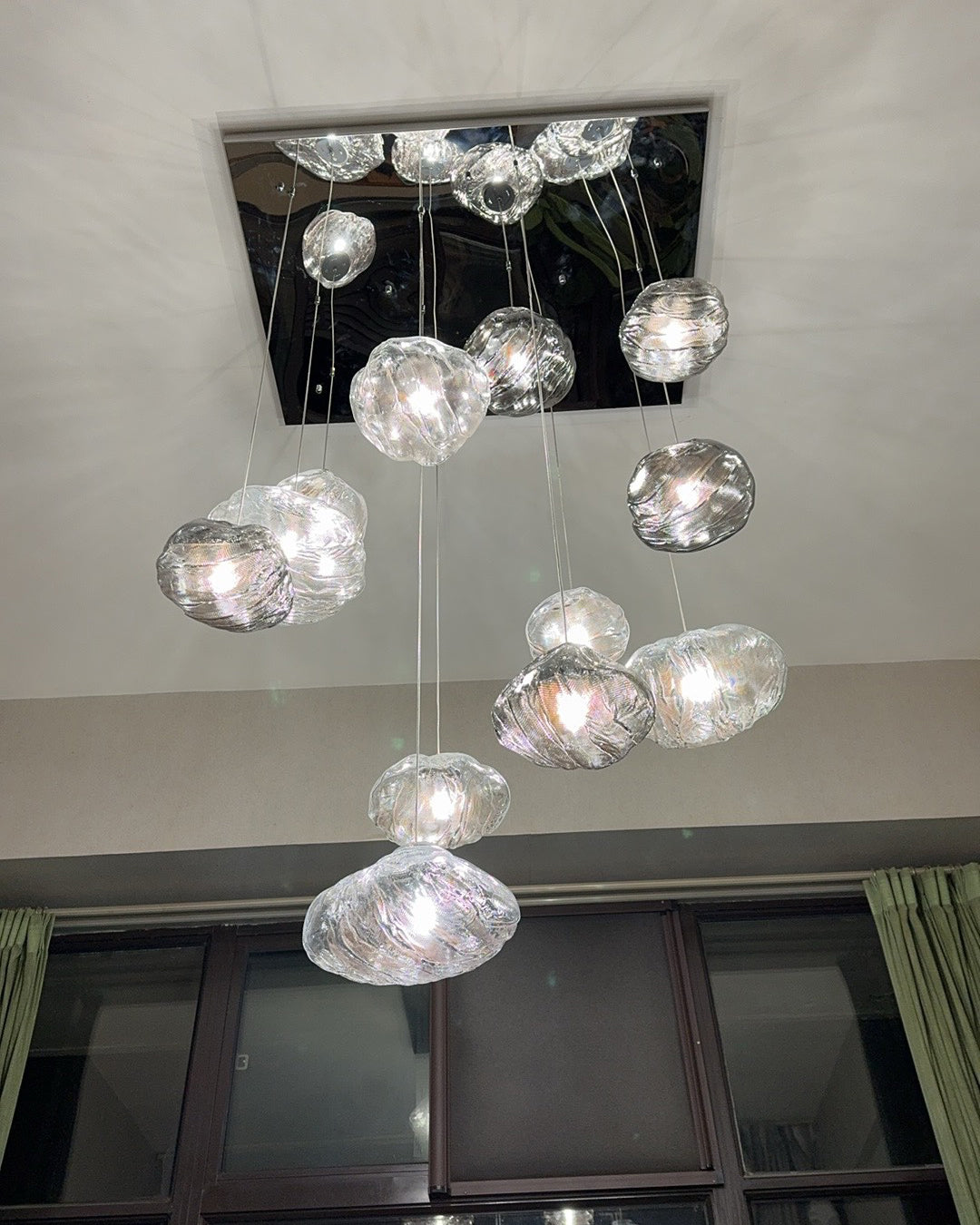 Lámpara colgante de cristal soplado en cascada WOMO-WM2101b