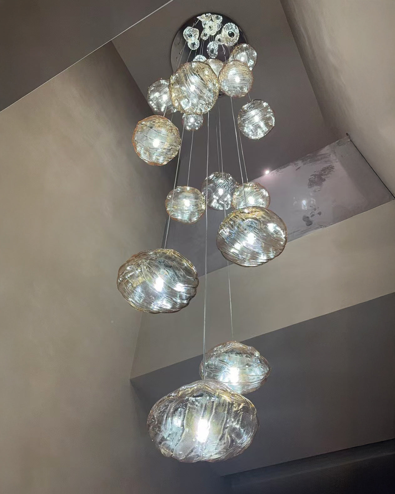 Lámpara colgante de cristal soplado en cascada WOMO-WM2101b