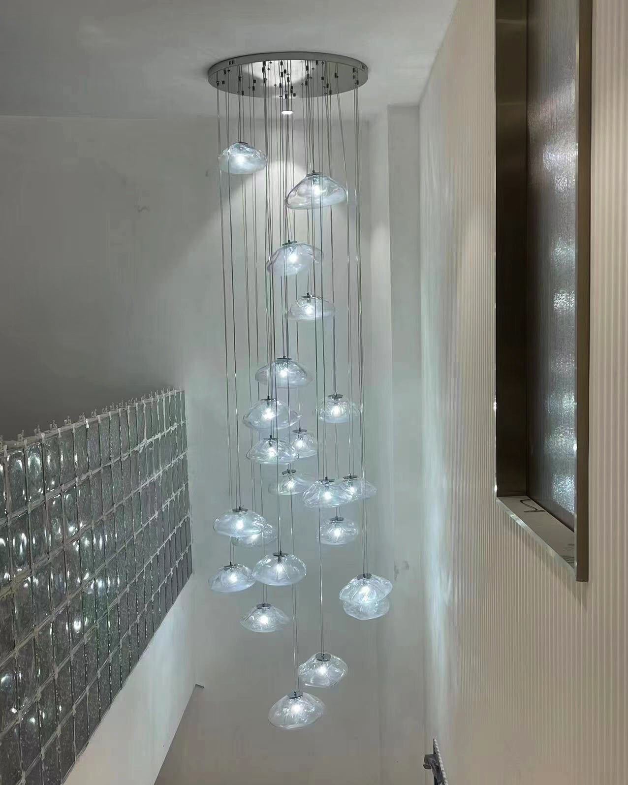 Lámpara colgante de cristal soplado en cascada WOMO-WM2101b