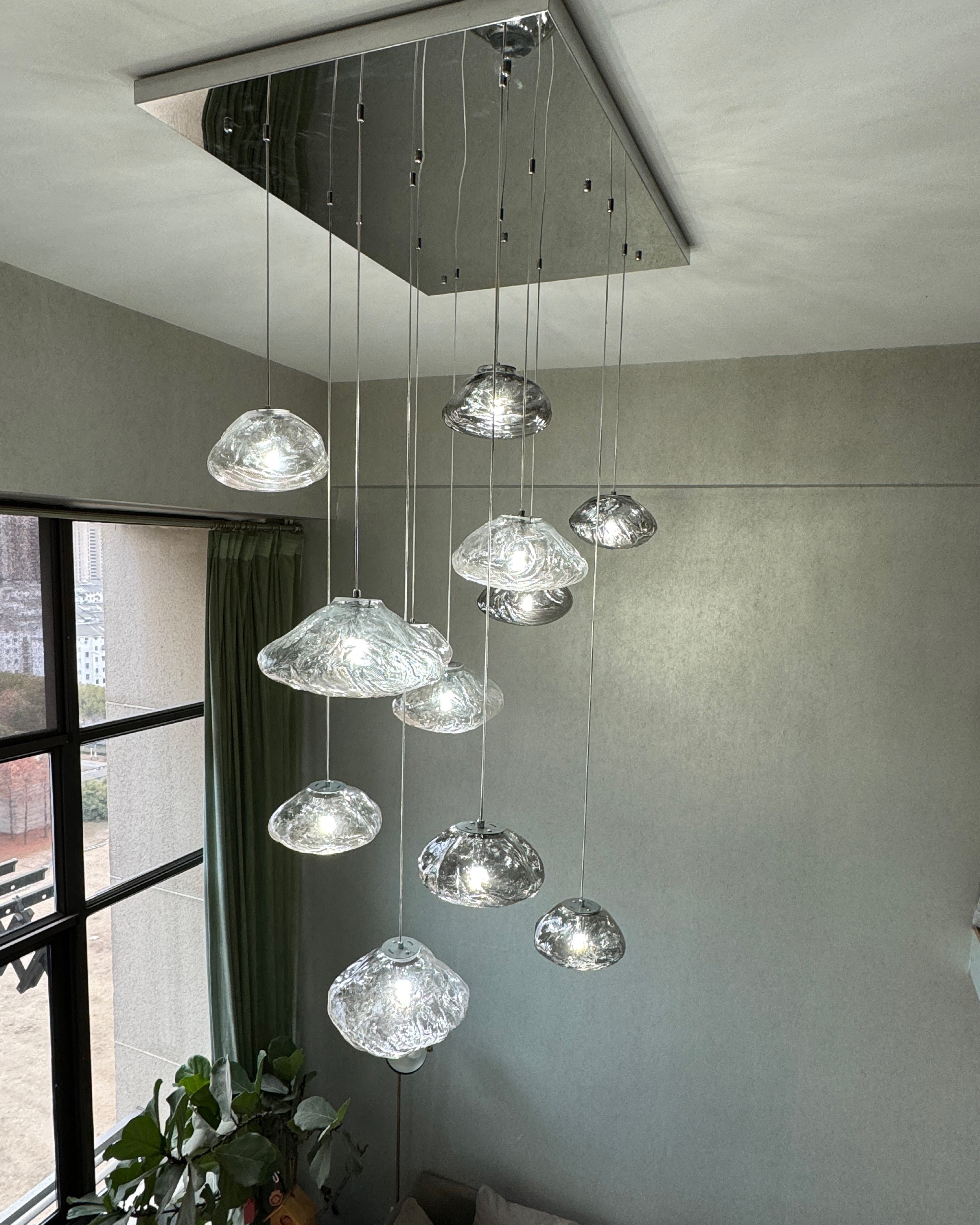 Lámpara colgante de cristal soplado en cascada WOMO-WM2101b