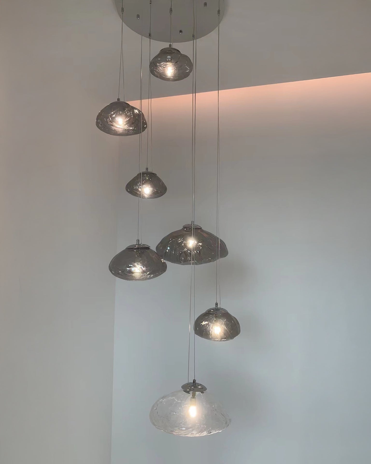 Lámpara colgante de cristal soplado en cascada WOMO-WM2101b