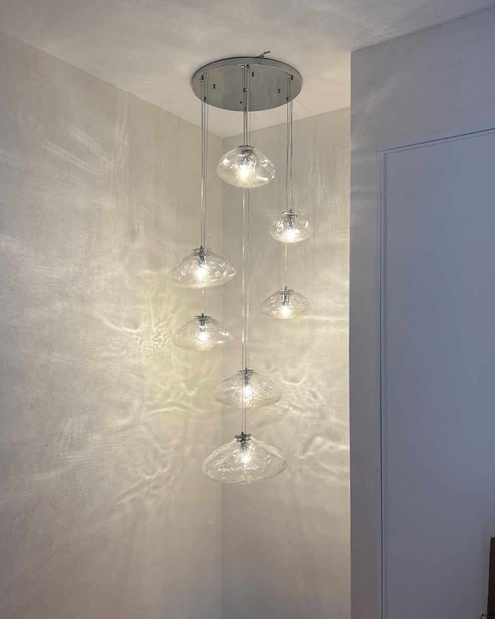 Lámpara colgante de cristal soplado en cascada WOMO-WM2101b