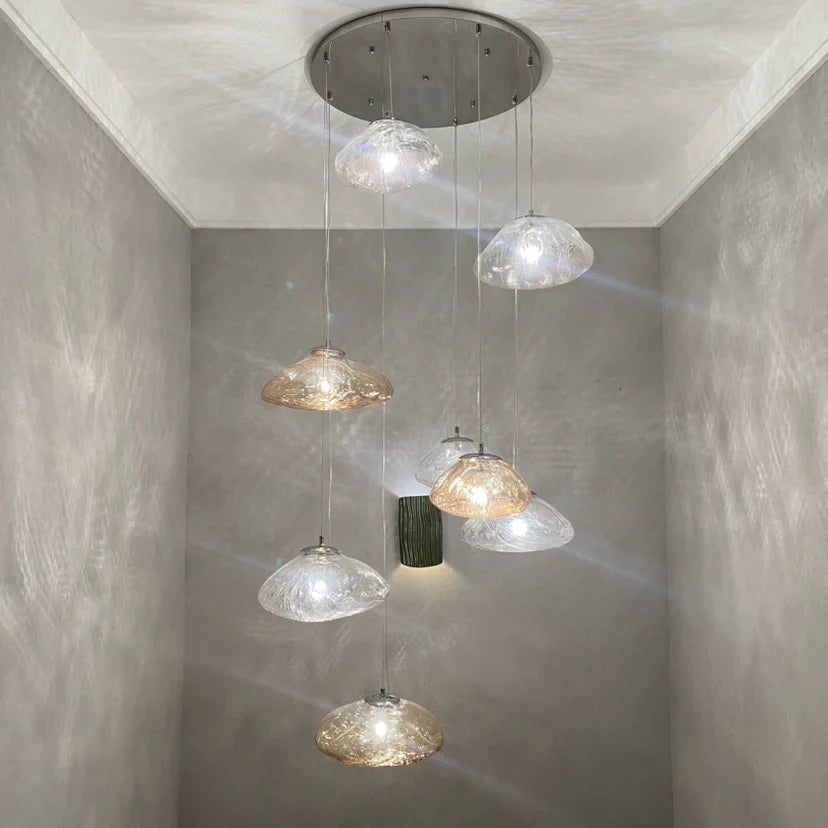 Lámpara colgante de cristal soplado en cascada WOMO-WM2101b