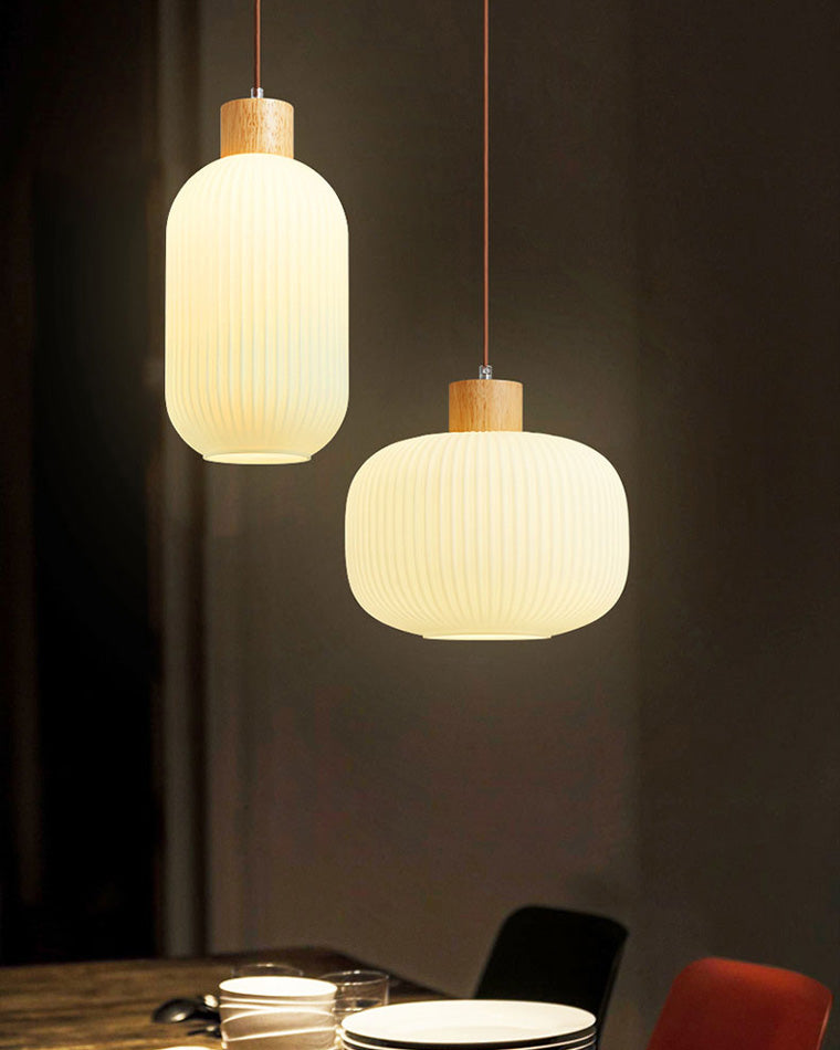 WOMO Lámparas Colgantes Farol Vidrio Lechoso Acanalado-WM2115
