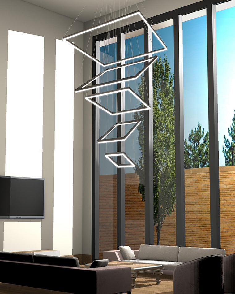 WOMO Lámparas Colgantes Rectangular Escalonado Negro-WM2120