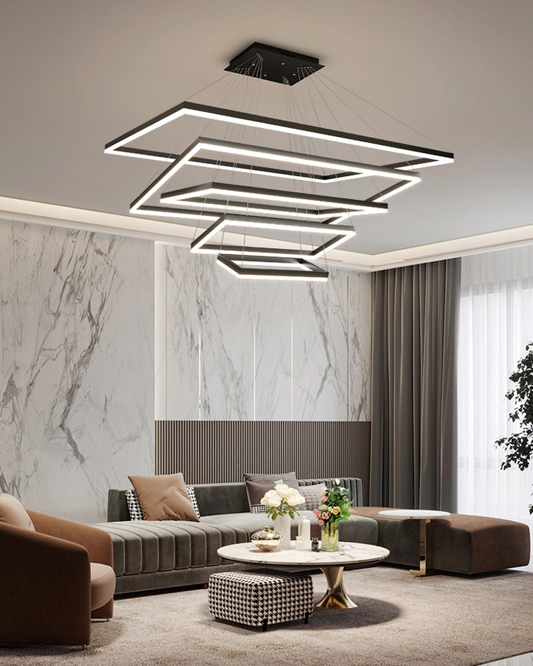 WOMO Lámparas Colgantes Rectangular Escalonado Negro-WM2120
