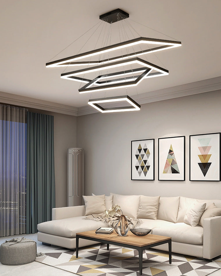 WOMO Lámparas Colgantes Rectangular Escalonado Negro-WM2120